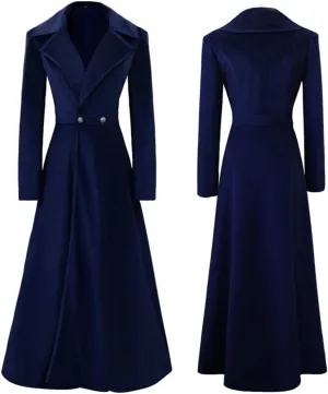 Women's Victorian Steampunk Tailcoat Double Breasted Long Trench Coat Medieval Vintage Trench Coat