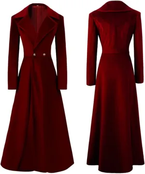 Women's Victorian Steampunk Tailcoat Double Breasted Long Trench Coat Medieval Vintage Trench Coat