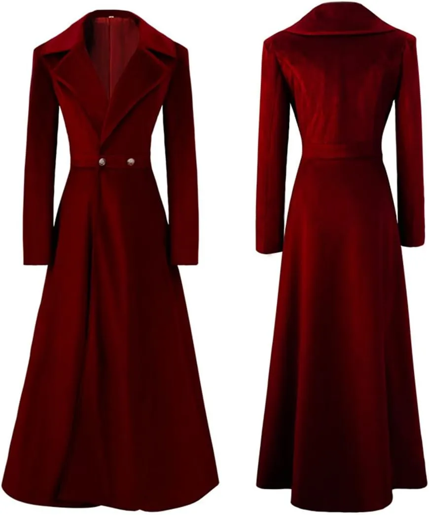 Women's Victorian Steampunk Tailcoat Double Breasted Long Trench Coat Medieval Vintage Trench Coat