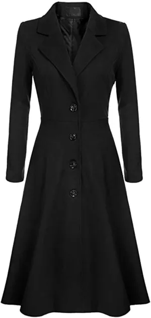 Women's Victorian Steampunk Tailcoat Long Sleeve Lapel Vintage Trench Coat Mid Length Jacket Coat