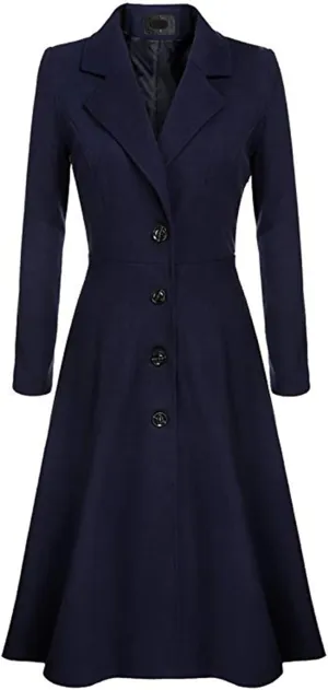 Women's Victorian Steampunk Tailcoat Long Sleeve Lapel Vintage Trench Coat Mid Length Jacket Coat