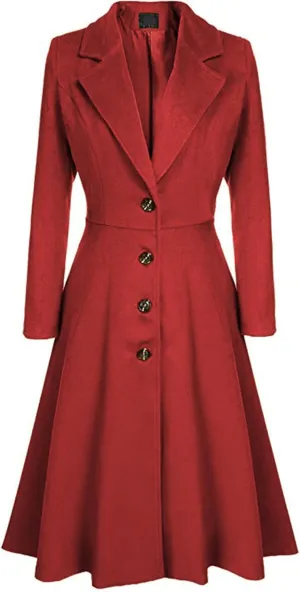 Women's Victorian Steampunk Tailcoat Long Sleeve Lapel Vintage Trench Coat Mid Length Jacket Coat
