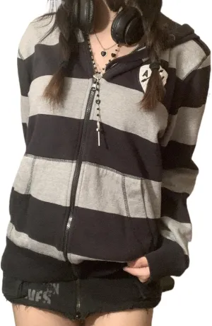 Women's Vintage Star Print Zip Up Hoodies Y2K Graphic Aesthetic Sweatshirt Fairycore 90S Teen Girl Fall Jacket
