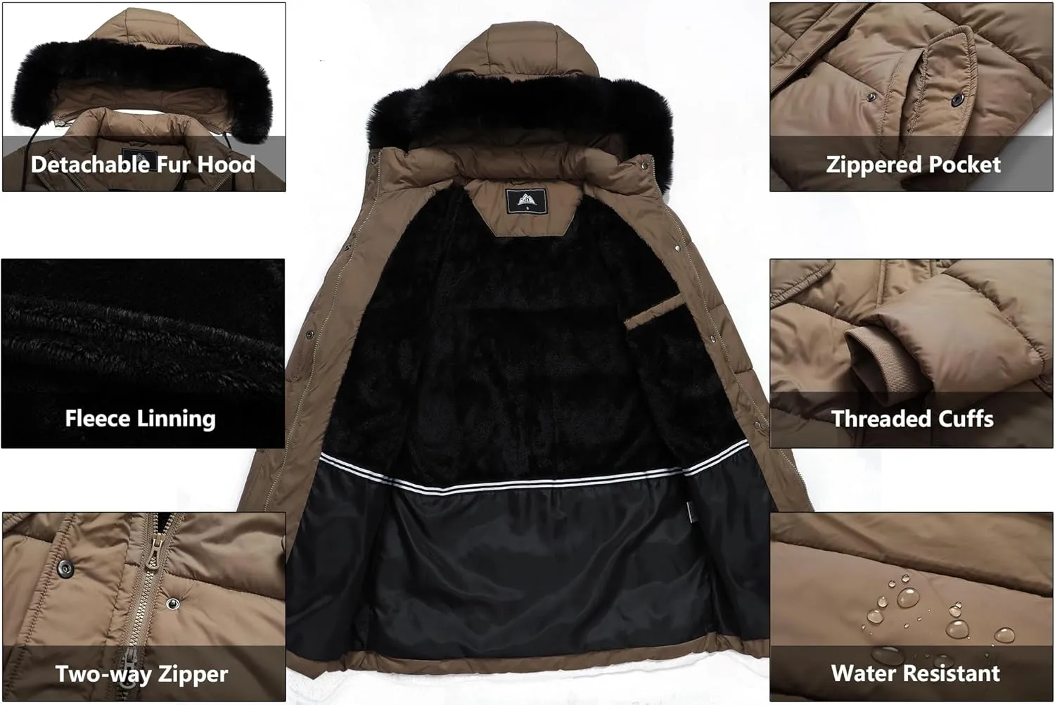 Women's Warm Winter Coat Waterproof Long Puffer Jacket Thickened Down Jacket