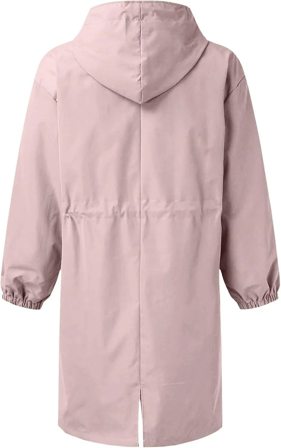 Women's Waterproof Trench Coat Long Double Breasted Windbreaker Classic Belted Lapel Overcoat with Removable Hood