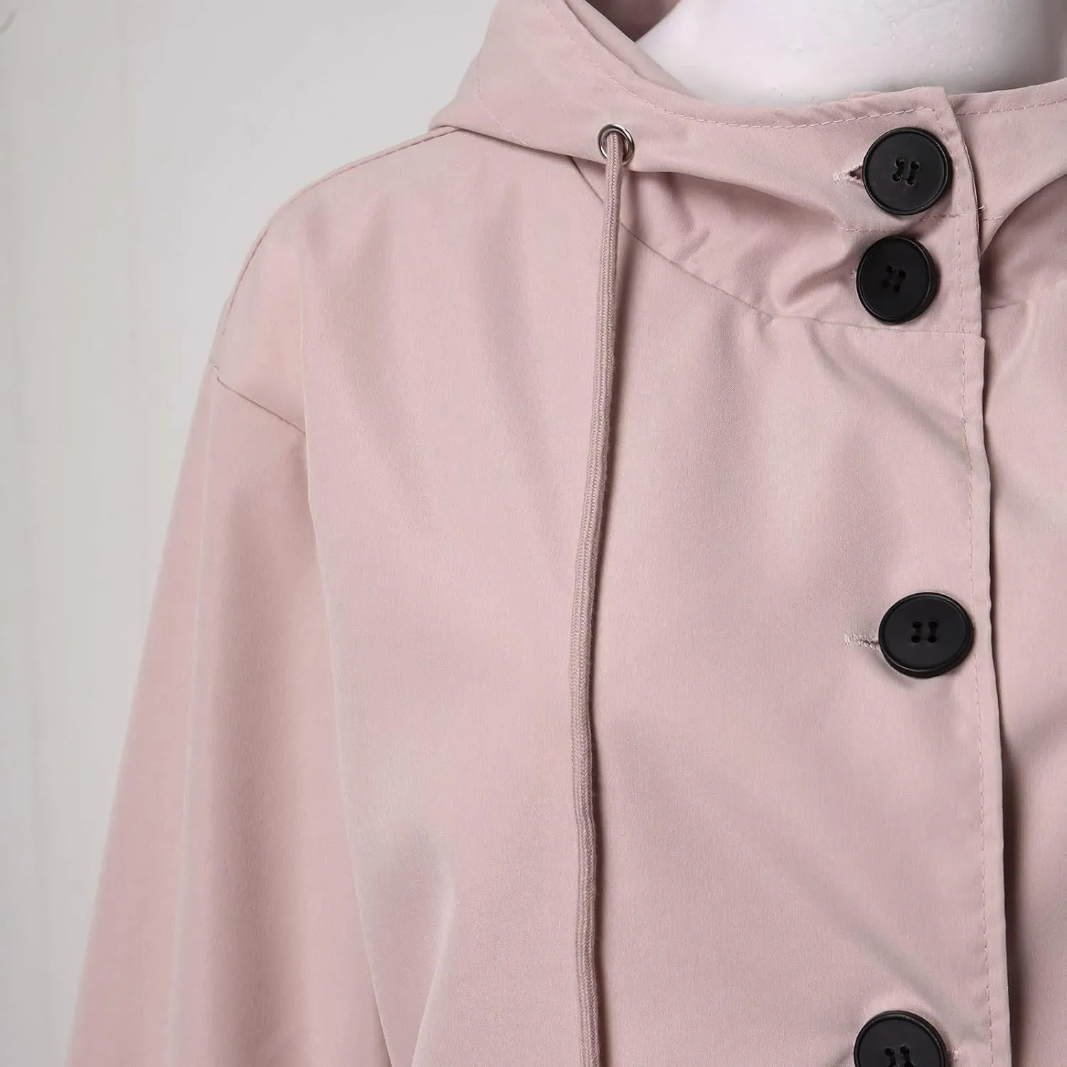 Women's Waterproof Trench Coat Long Double Breasted Windbreaker Classic Belted Lapel Overcoat with Removable Hood