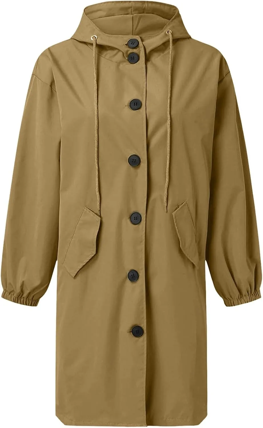 Women's Waterproof Trench Coat Long Double Breasted Windbreaker Classic Belted Lapel Overcoat with Removable Hood
