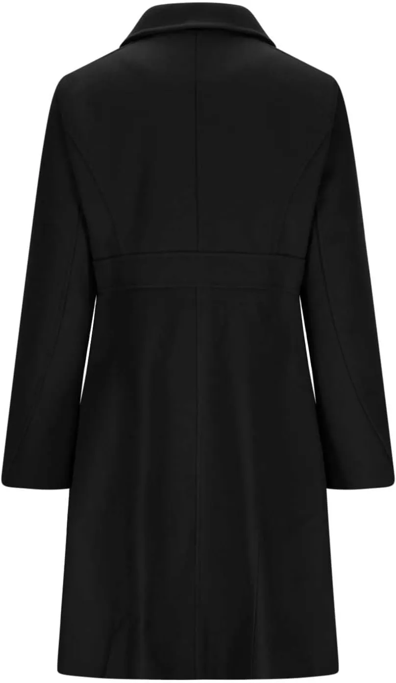 Women's Winter Coats Fashion, Classic Lapel Single-Breasted Overcoat Casual Outerwear Mid Long Trench Winter Jacket