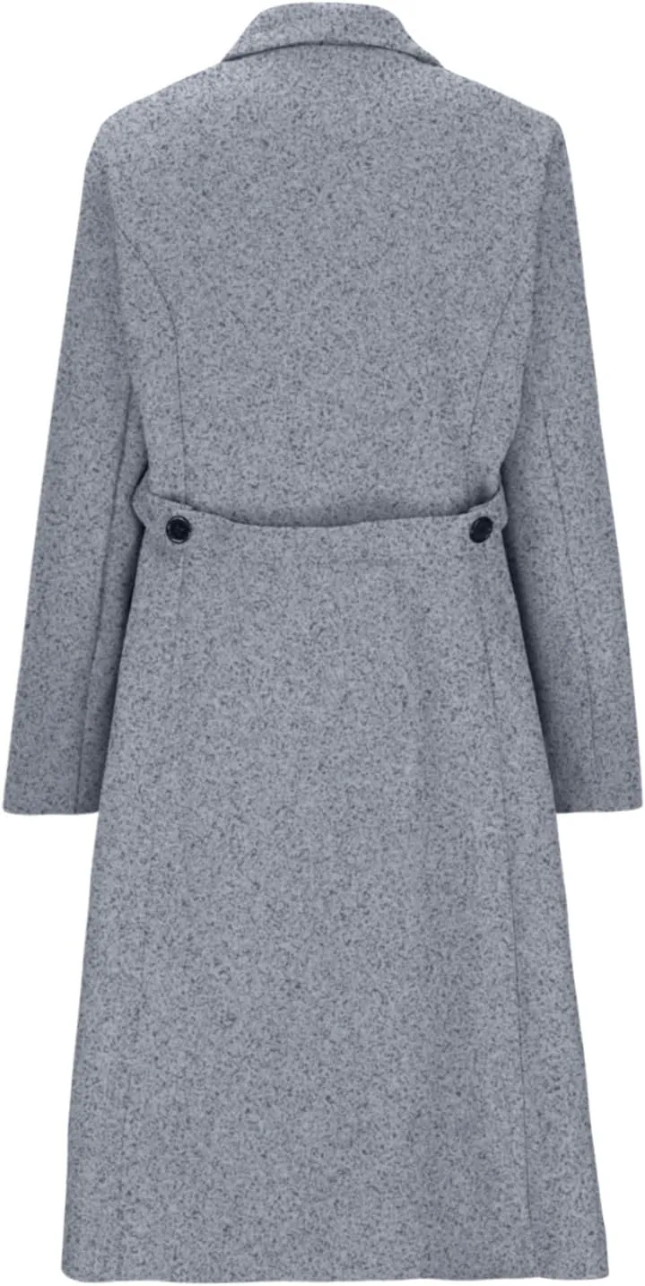 Women's Winter Long Double Breasted Pea Coat Notch Lapel Winter Wool Trench Coat Ladies Elegant Warm Coats Jackets