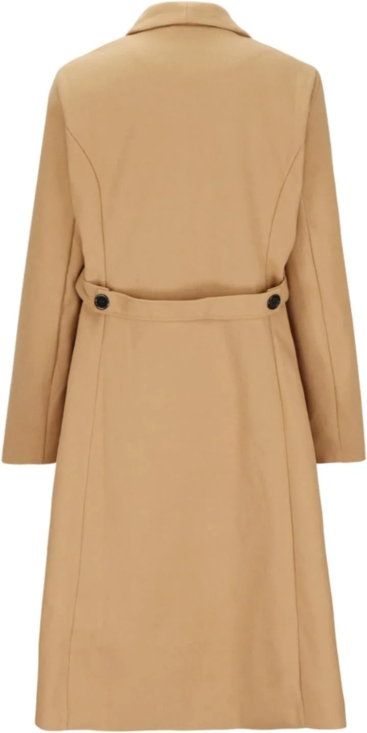 Women's Winter Long Double Breasted Pea Coat Notch Lapel Winter Wool Trench Coat Ladies Elegant Warm Coats Jackets