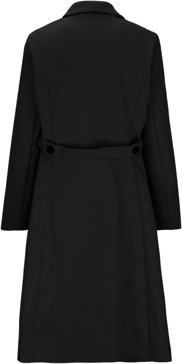 Women's Winter Long Double Breasted Pea Coat Notch Lapel Winter Wool Trench Coat Ladies Elegant Warm Coats Jackets