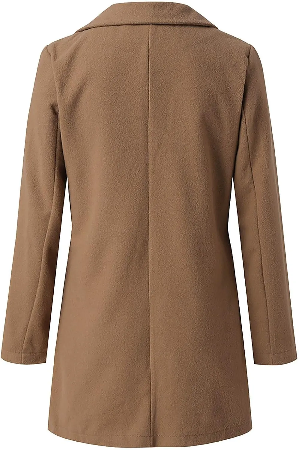 Wool Coats for Women Notched Lapel Collar Peacoat Fall Winter Elegant Outerwear Overcoat Trendy Woolen Trench Coat
