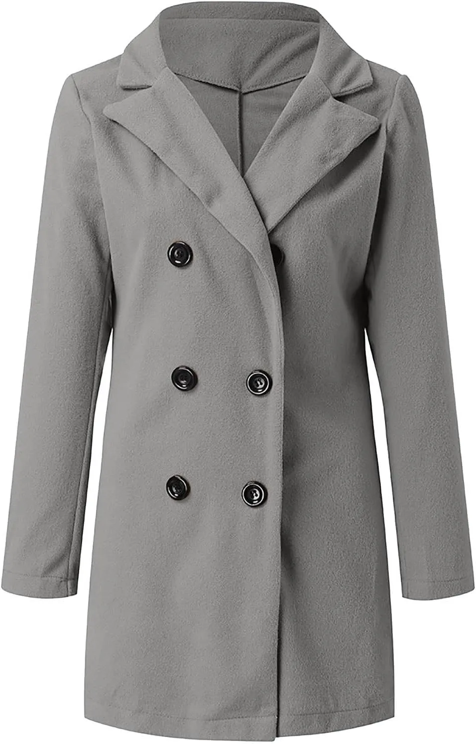 Wool Coats for Women Notched Lapel Collar Peacoat Fall Winter Elegant Outerwear Overcoat Trendy Woolen Trench Coat