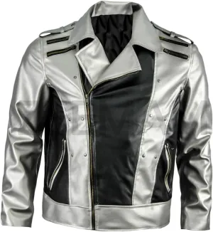 X-men 4 Quicksilver Peter Maximoff Silver and Black Faux Leather Jacket