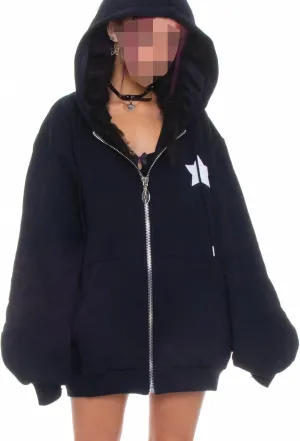 Y2k Hoodie for Women Men Star Graphic Oversized Hooded Sweatshirt Vintage Aesthetic Hoodies Grunge Streetwear