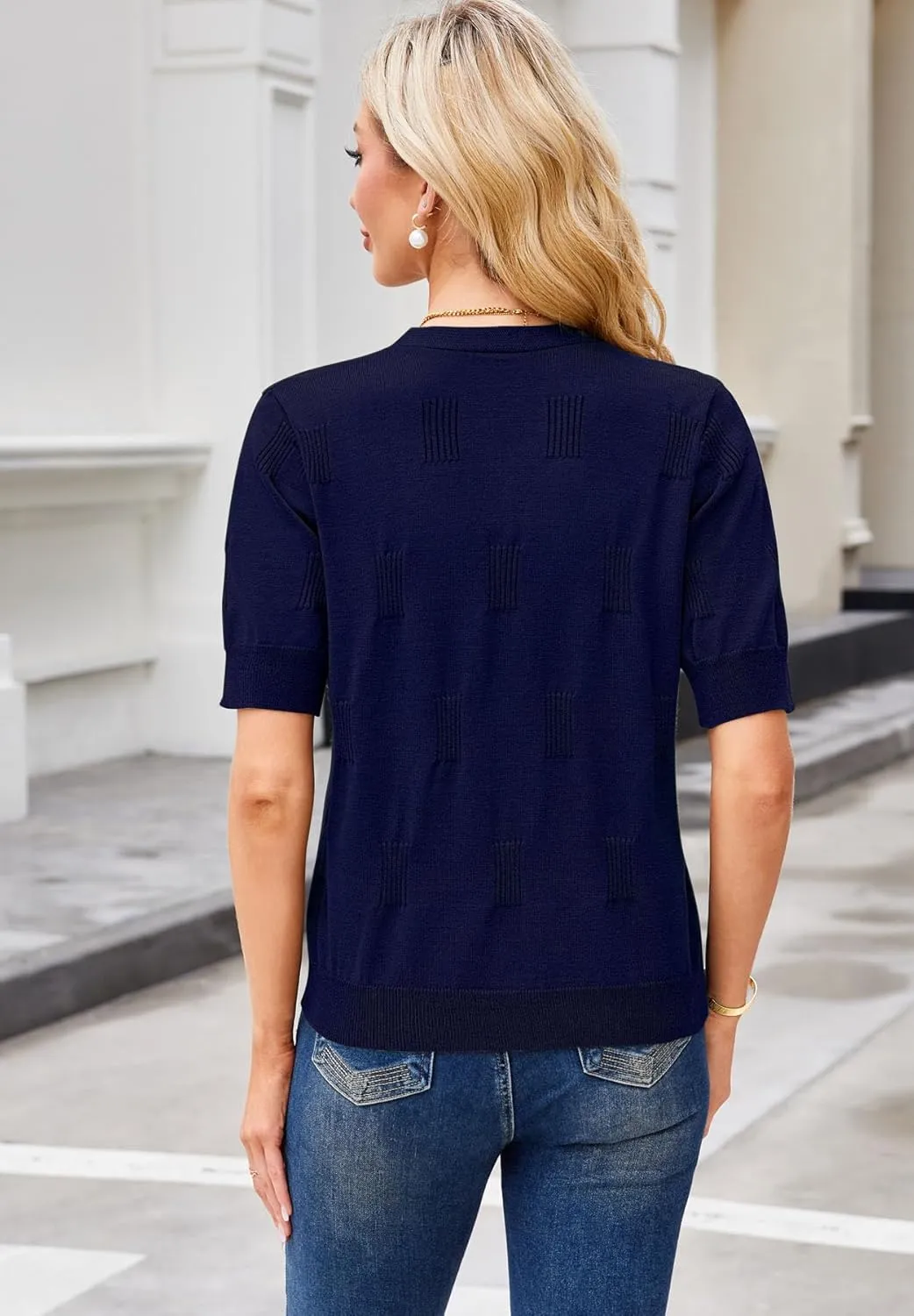 Yekaty Short Sleeve Cardigans for Women Lightweight Summer Sweaters Cropped V Neck Button Bolero Sweater