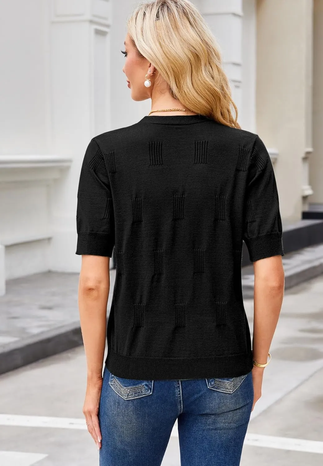 Yekaty Short Sleeve Cardigans for Women Lightweight Summer Sweaters Cropped V Neck Button Bolero Sweater