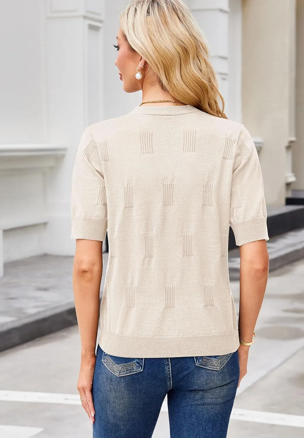 Yekaty Short Sleeve Cardigans for Women Lightweight Summer Sweaters Cropped V Neck Button Bolero Sweater