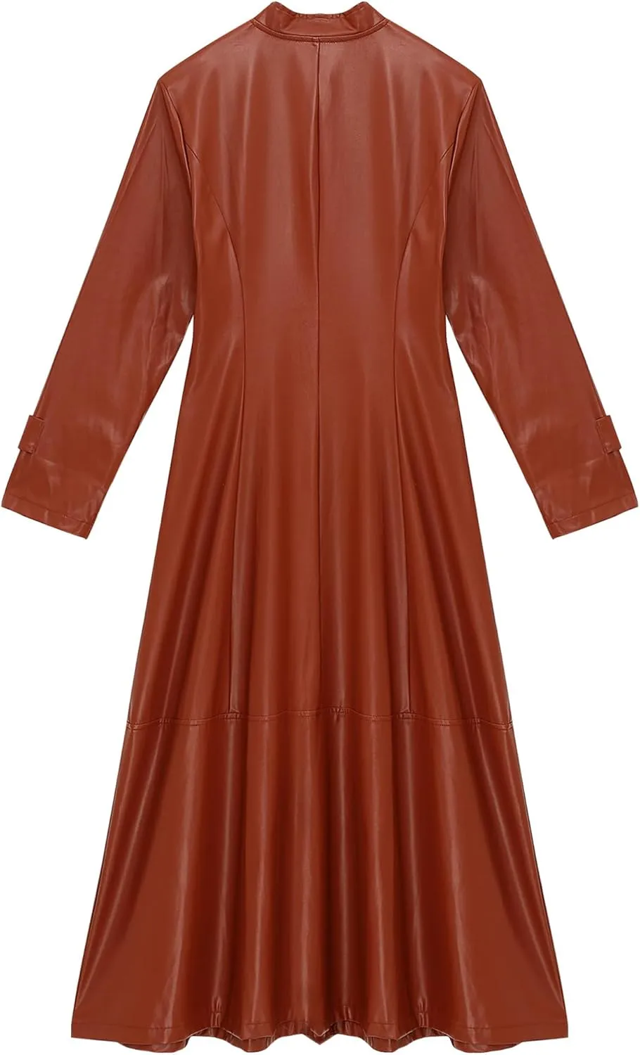 YiZYiF Womens Shiny Leather Long Sleeve Jacket Dress Full Zipper Leather Long Jacket Coats Outwear