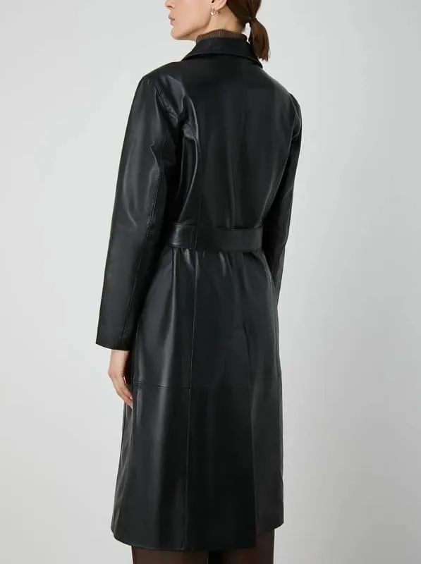 Yolo Jackets Classic Lapel Trench Coat Women Slim Overcoat with Belt - Womens Double Breasted Long Coat