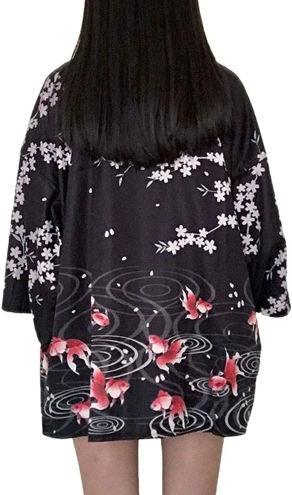 ZooBoo Women Japanese Kimono Cardigan - Harajuku Bathrobe Cardigan Sunscreen Clothes Pajamas Knitting Coat