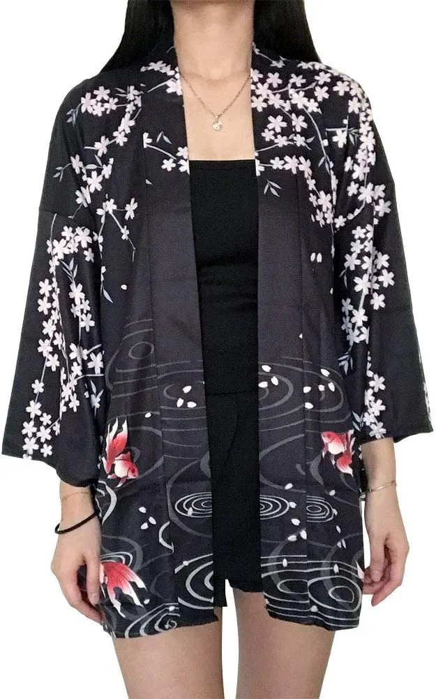 ZooBoo Women Japanese Kimono Cardigan - Harajuku Bathrobe Cardigan Sunscreen Clothes Pajamas Knitting Coat